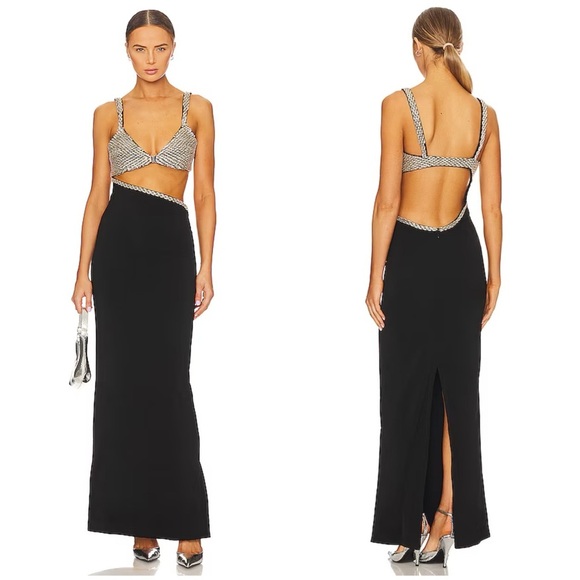 Retrofete Dresses & Skirts - RETROFETE Fernanda Dress in Black & Silver Size L